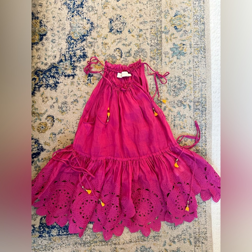 Zimmermann embroidered Scallop Tie Top linen camisole top cami top *like new - Picture 2 of 7